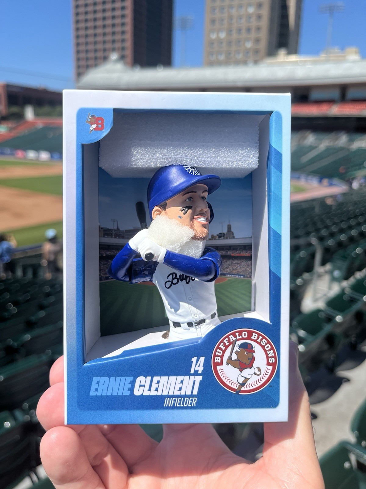 Buffalo Bison ERNIE CLEMENT Bobblehead In A Box 7/12/26 Toronto Blue Jays