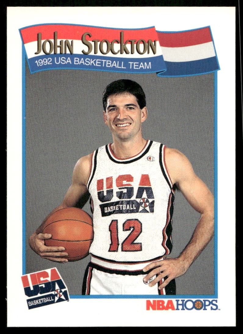 1991-92 NBA Hoops Team USA #584 John Stockton Utah Jazz basketball card