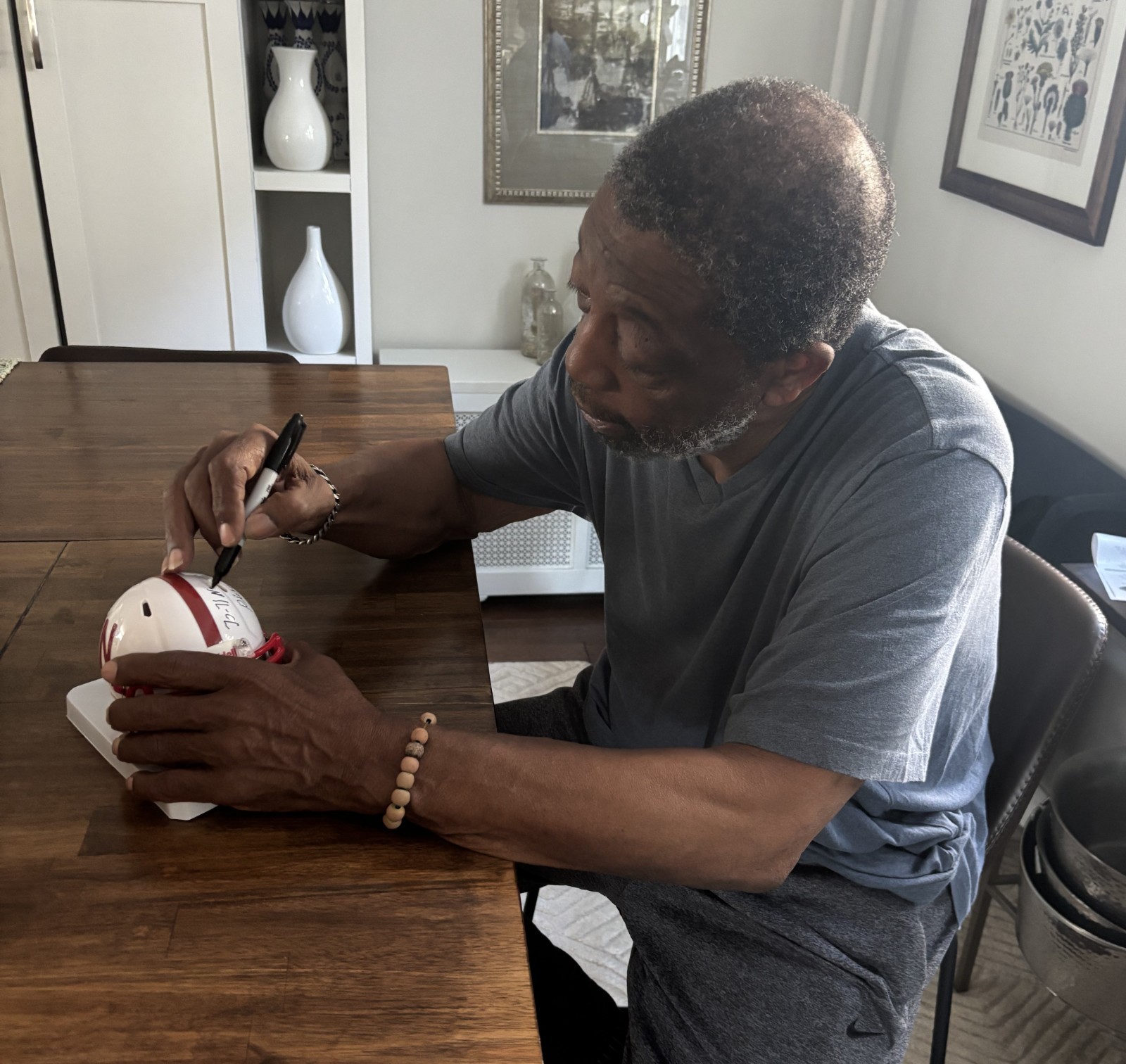NEBRASKA FOOTBALL RICH GLOVER #79 SIGNED INSCRIBED MINI HELMET CHAMPS PSA/DNA