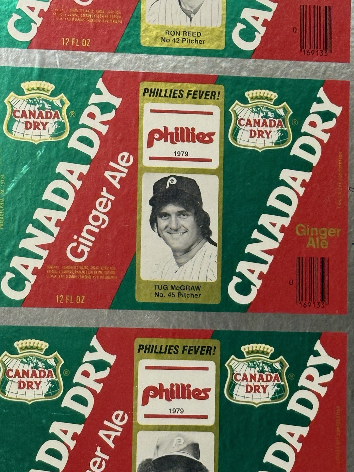 1979 Phillies Canada Dry Uncut Sheet Pete Rose Steve Carlton Tug McGraw 37×34