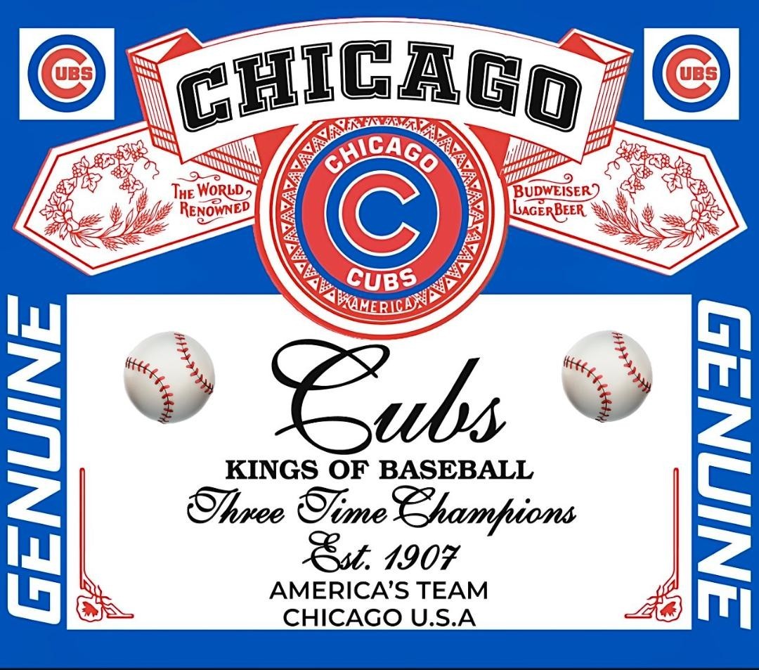 (2) Chicago Cubs 3X WS Champions Waterproof Vinyl Stickers 4×3.5 Bud Decals Wrap