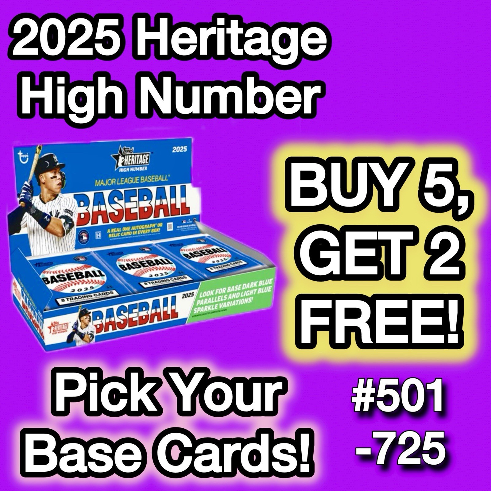 2025 Topps Heritage HIGH NUMBER Base U-PICK COMPLETE YOUR SET #501-725 Presale