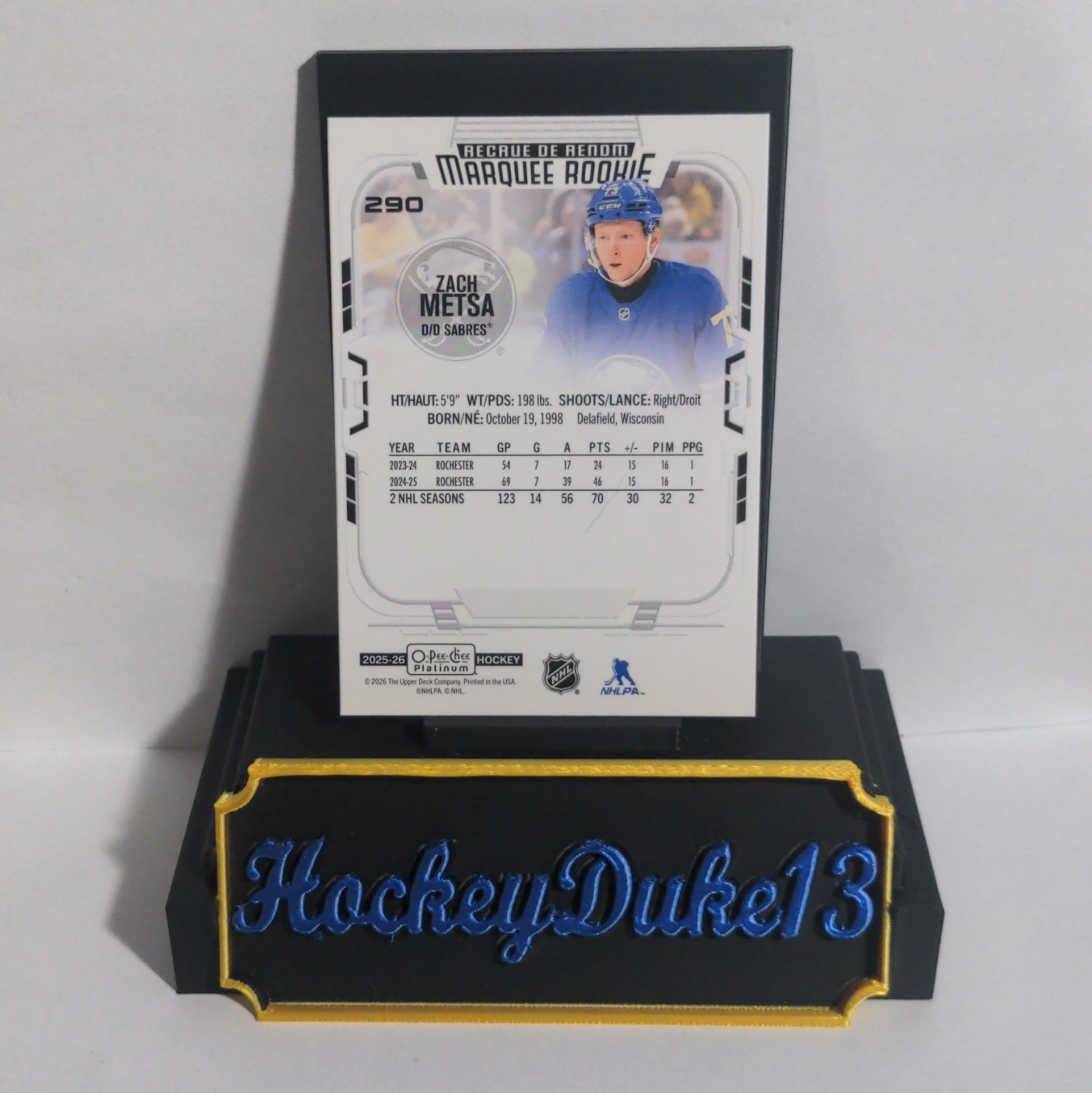 Upper Deck 2025-26 O-Pee-Chee Platinum Marquee Rookies Zach Metsa #290 NHL