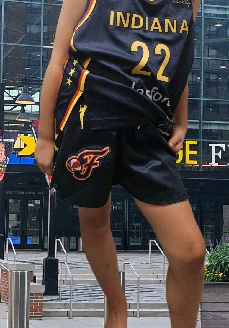 INDIANA FEVER BLUE SHORTS KIDS GIRLS YOUTH SMALL 100% STITCHED CAITLIN CLARK!!