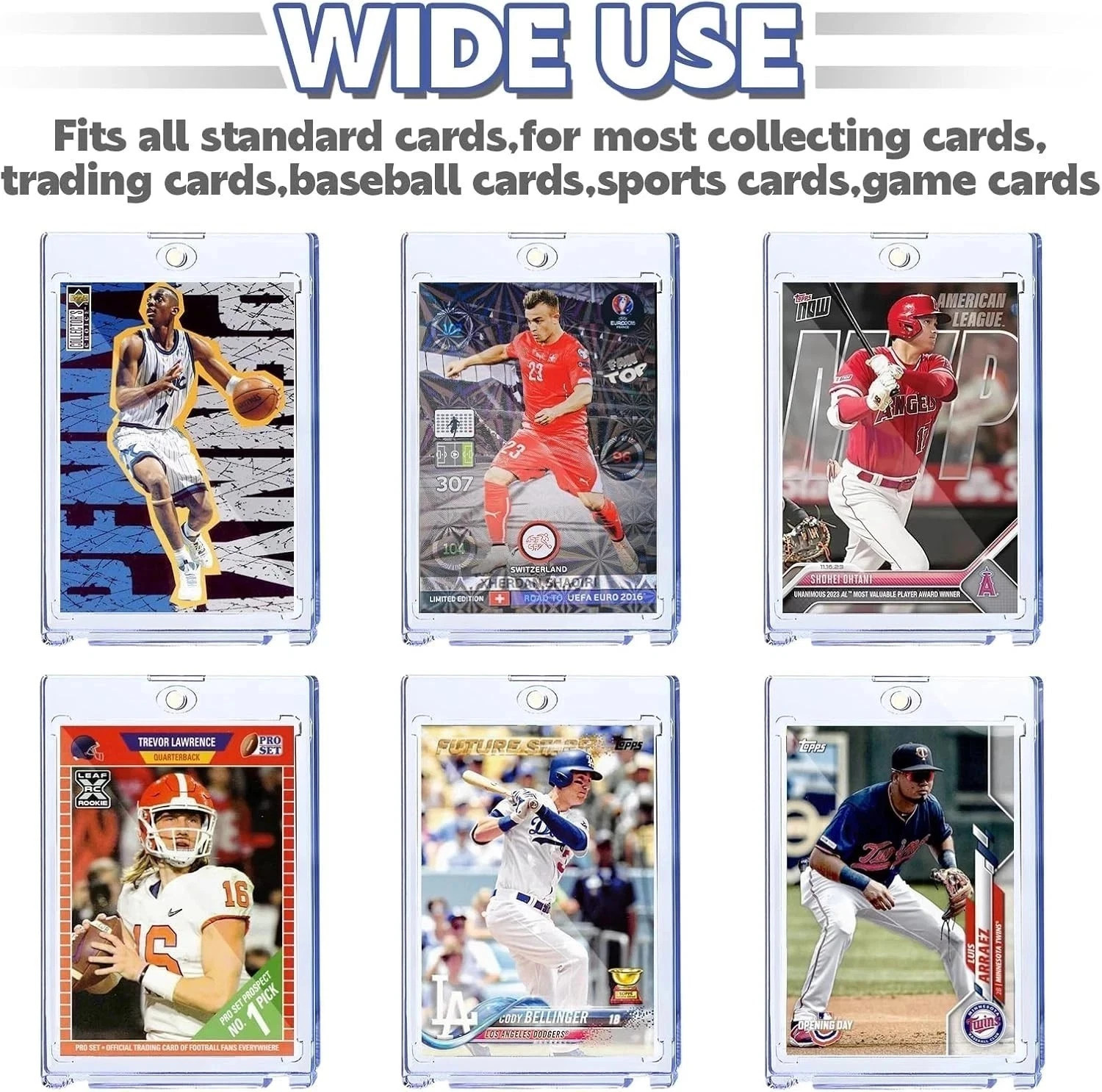 60-Pack Magnetic Trading Sports Card Holders 35pt One-Touch Hard UV Protection