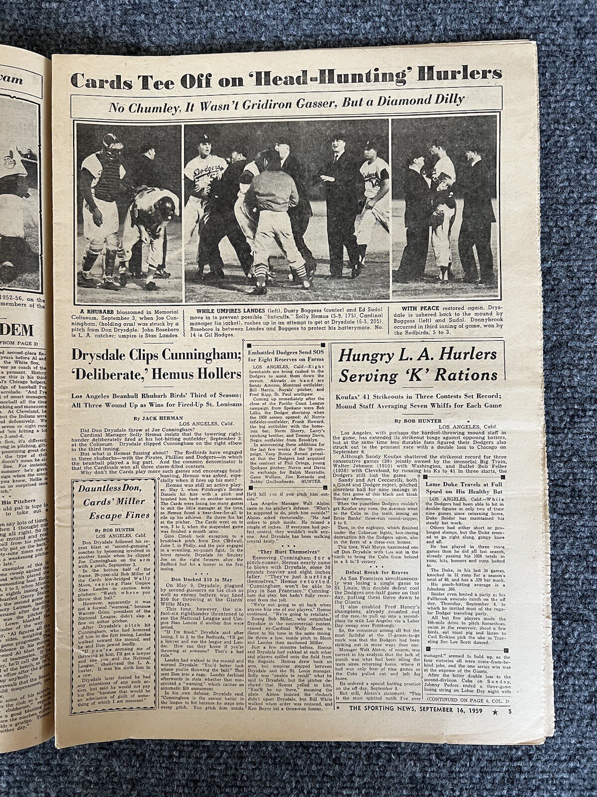 The Sporting News September 16 1959 “Scribes Suggest New Vet Vote Deal” VTG MLB