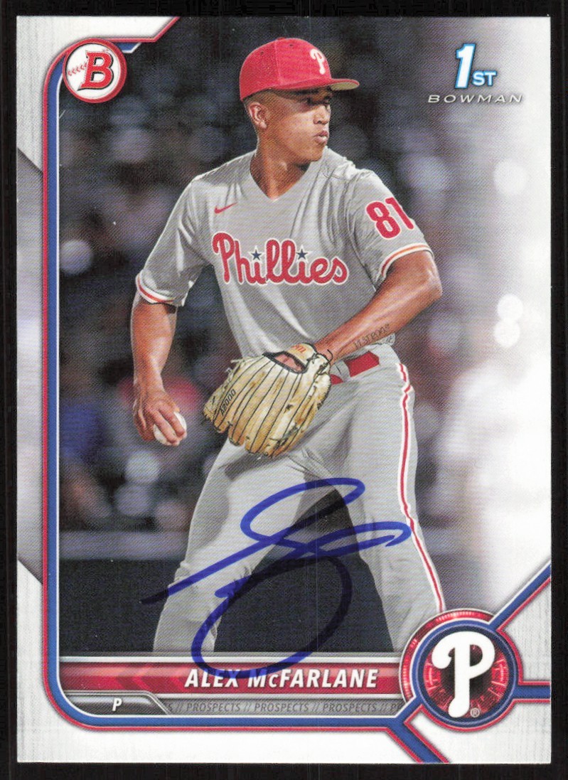 2022 Bowman Draft Alex McFarlane Auto Philadelphia Phillies #BD-117 1st RC Card