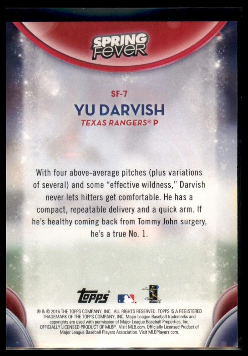 2016 Topps #SF-7 Yu Darvish Spring Fever