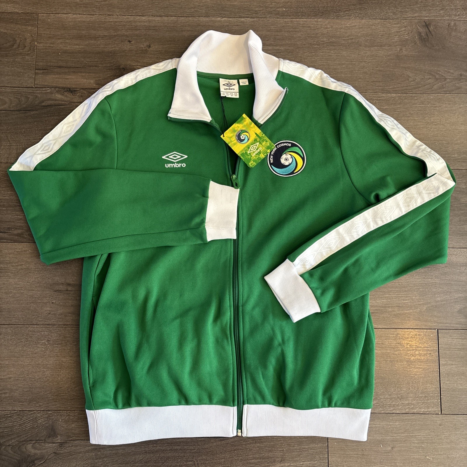 Umbro New York Cosmos Soccer Track Jacket Green Adult Unisex Full Zip Sz XXL NEW