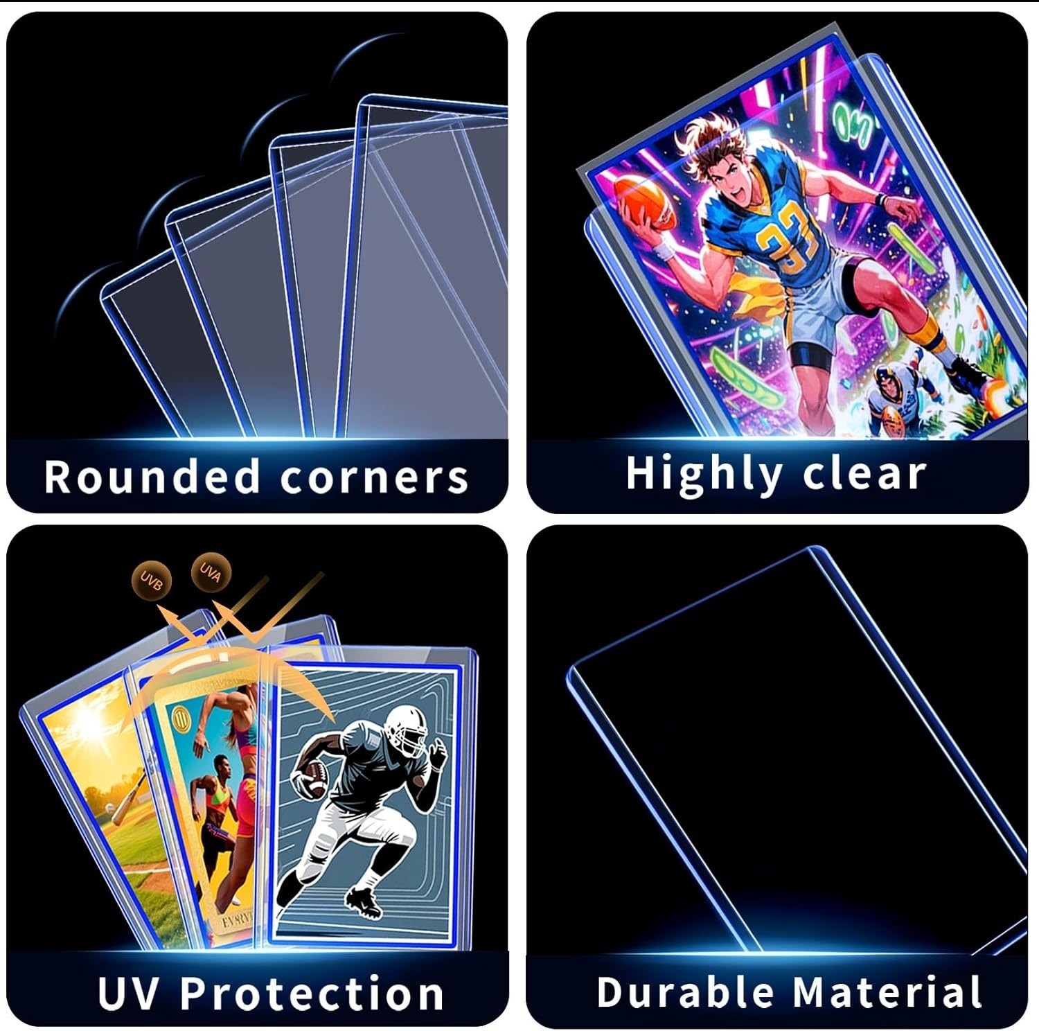 Trading Card Sleeves Hard Plastic Clear Case Holder 200 Baseball Cards Topload!!