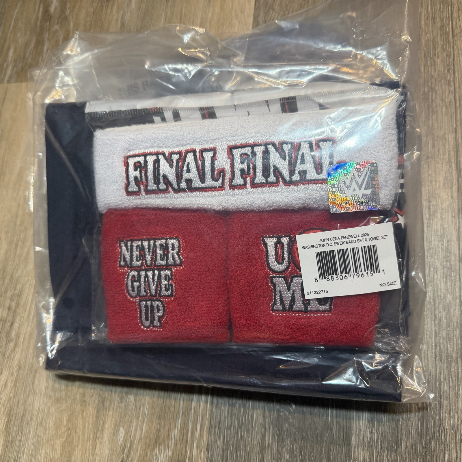 WWE Authentic John Cena Final Match Washington DC Hat, Towel, & Sweatbands