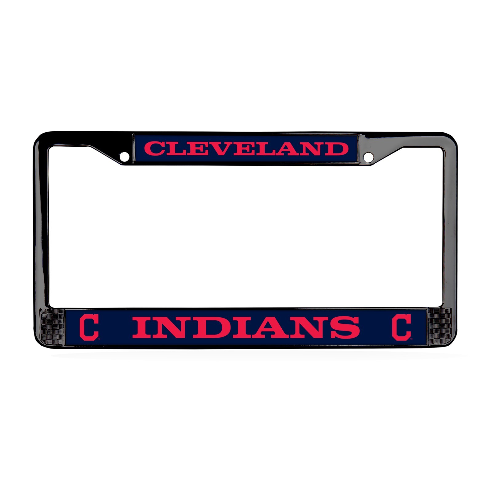 Cleveland Indians MLB 3D Fade Resistant 2-Hole Black Metal License Plate Frame