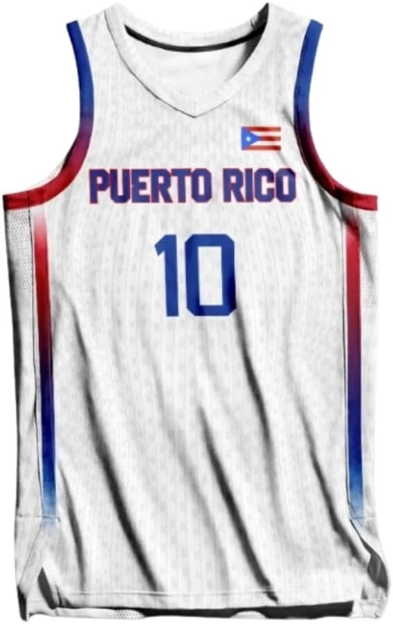 Custom Alvarado 10 Arroyo 7 Barea 5 Team PR Puerto Rico Basketball Jersey 4 Colo