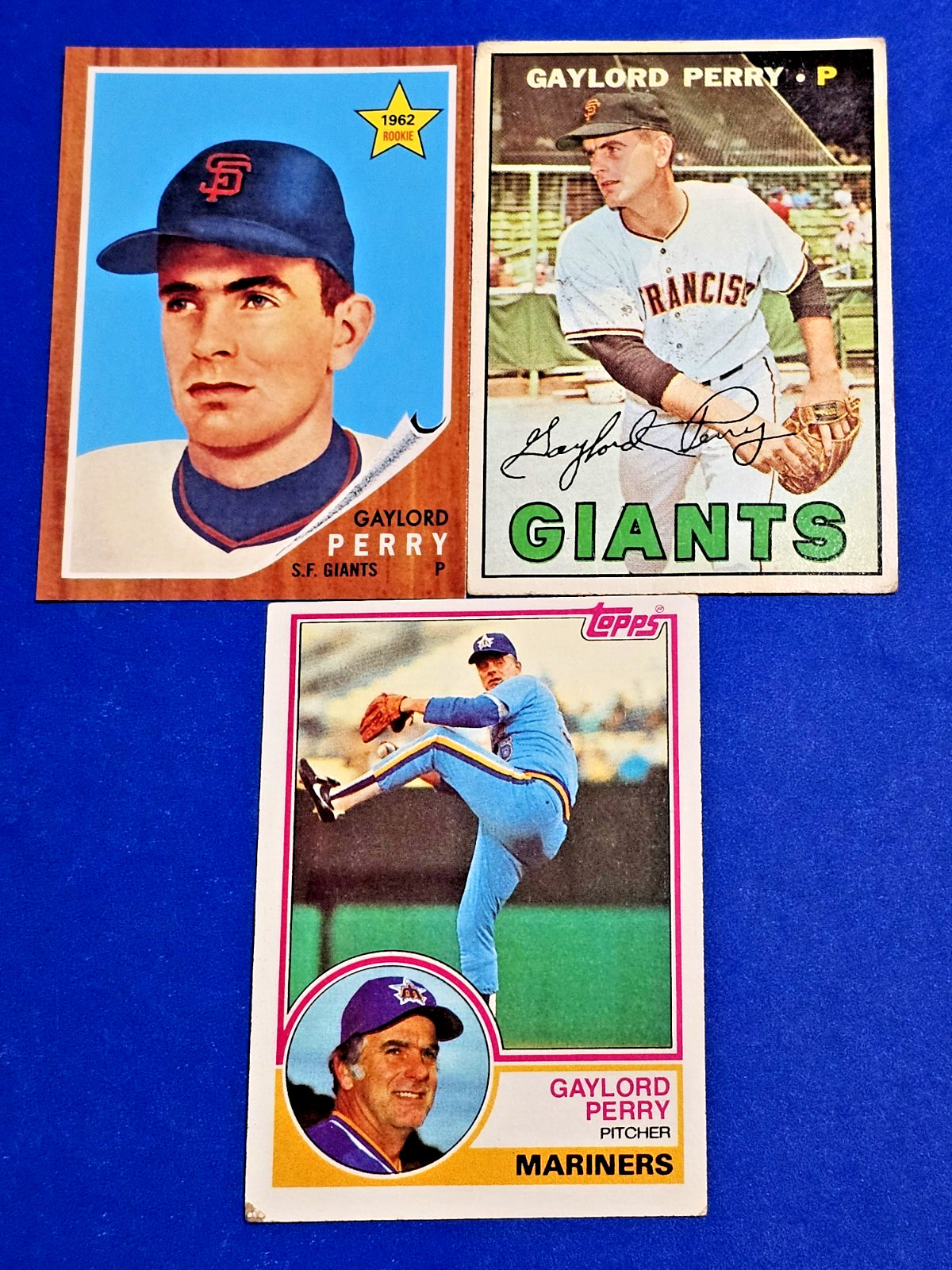 1967 1983 & 2011 Topps Baseball – Gaylord Perry -Giants & Mariners – 3 Pcs