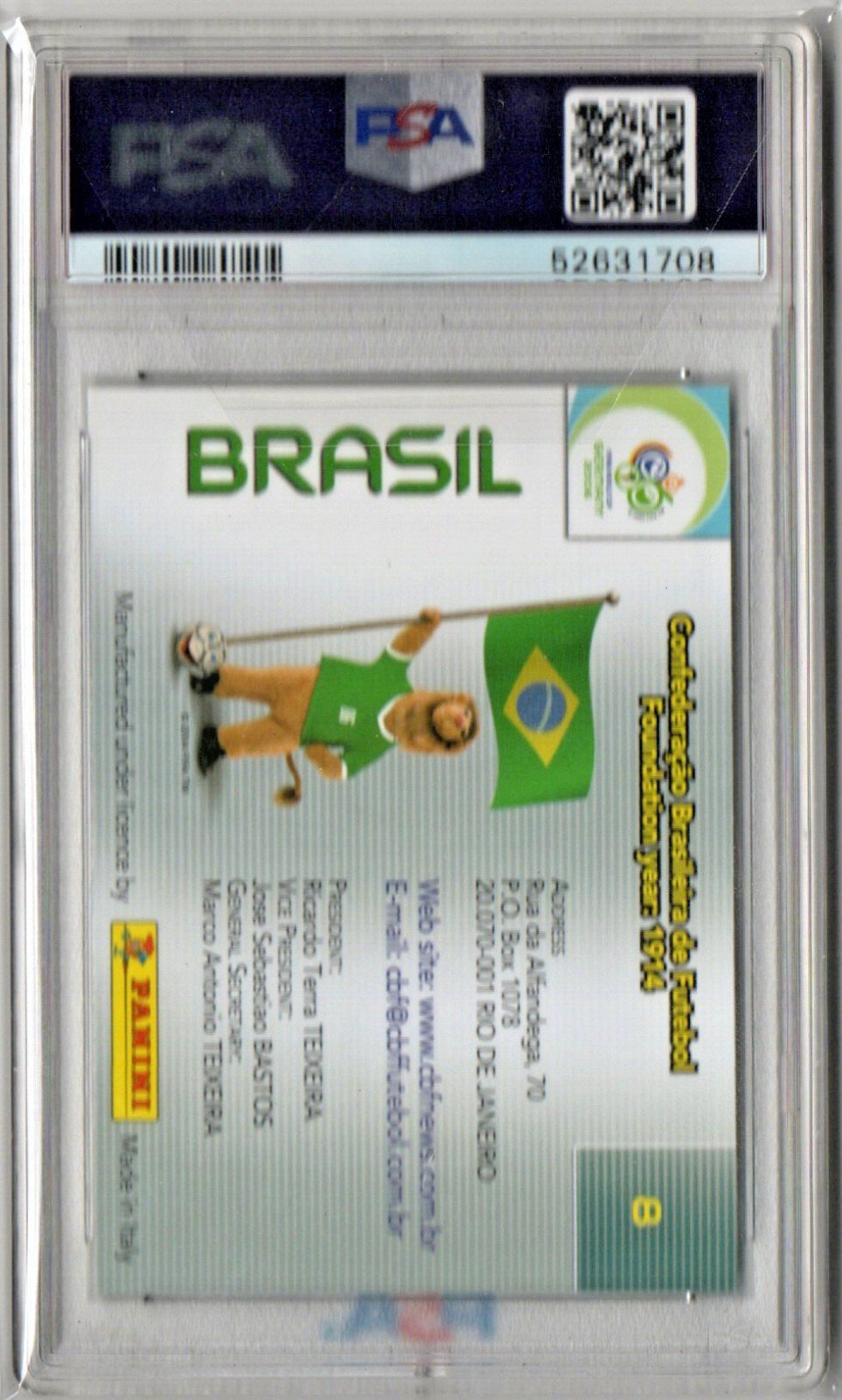 2006 Panini World Cup Germany BRASIL TEAM #8 PSA 10 Brazil Ronaldo Ronaldinho +