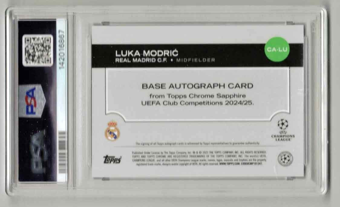 LUKA MODRIC 2024-25 Topps Sapphire UCC/UEFA Autograph PSA 10 BLACK /10 AUTO SSP!