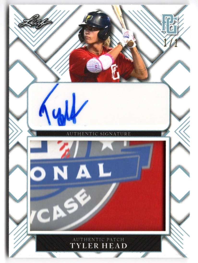 TYLER TY HEAD 2023 LEAF PERFECT GAME NATIONAL SHOWCASE PATCH AUTOGRAPH AUTO #1/1