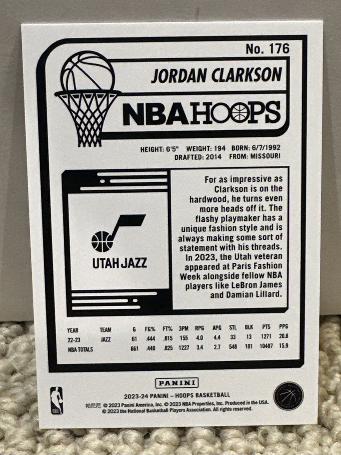 2023-24 Panini NBA Hoops – Jordan Clarkson #176 Silver /199