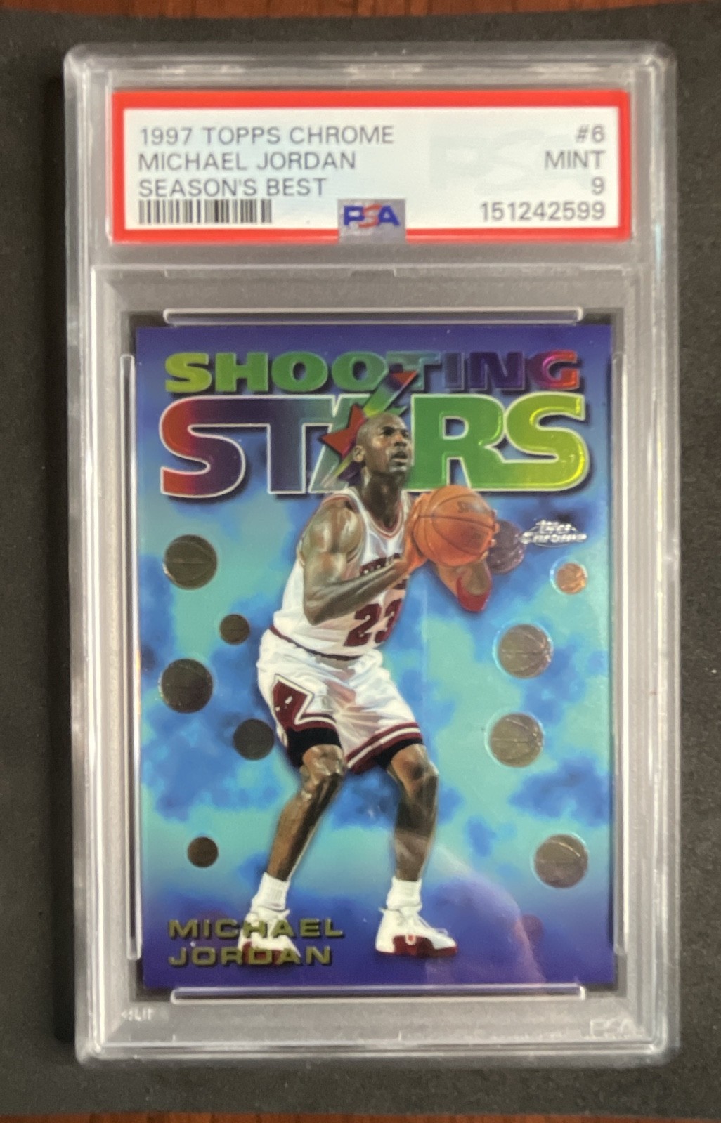 1997-98 Topps Chrome – Season’s Best Shooting Stars Michael Jordan #6 PSA 9