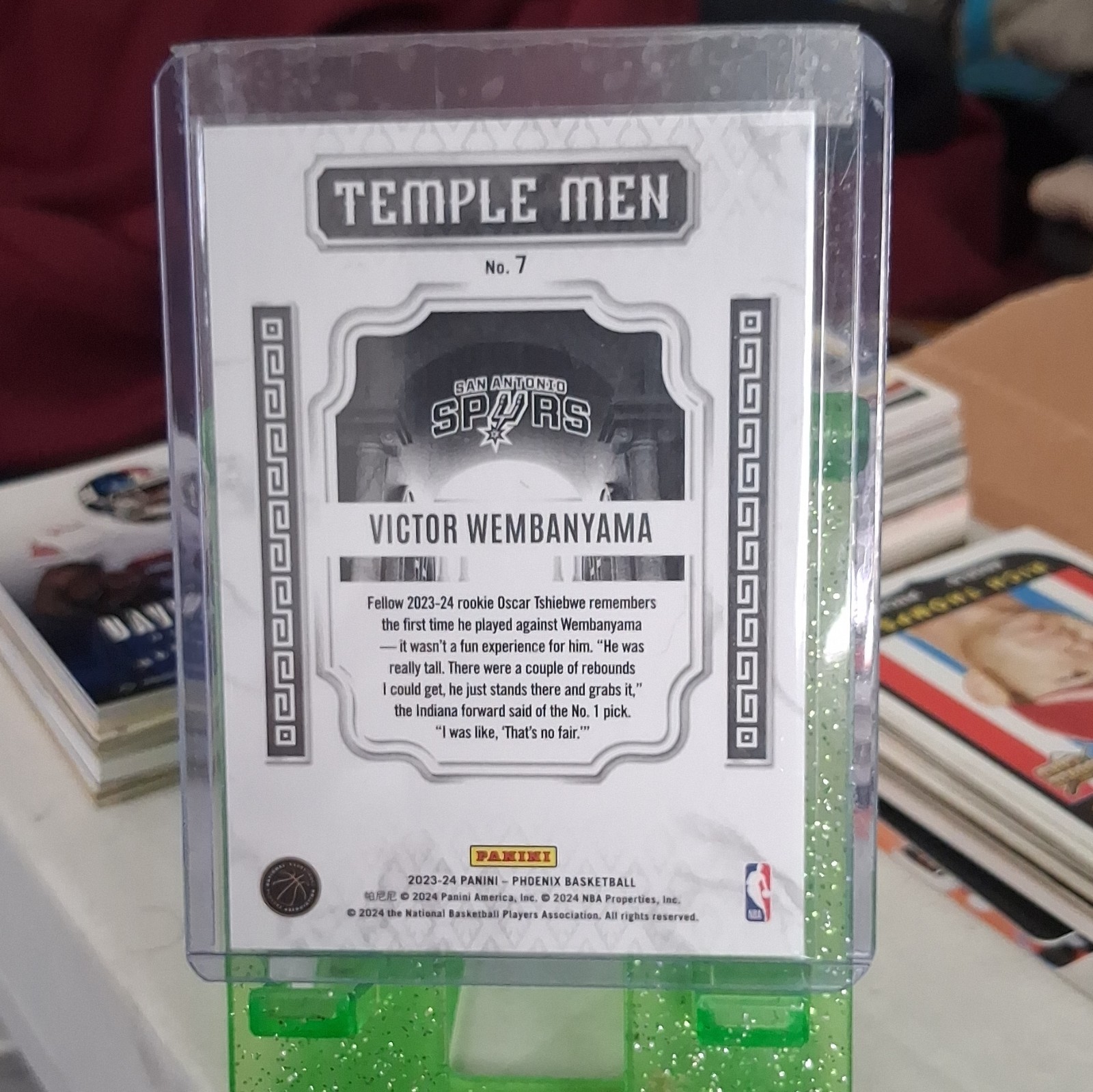Panini 2023-24 Phoenix Victor Wembanyama Spurs #7 Temple Men RC Insert