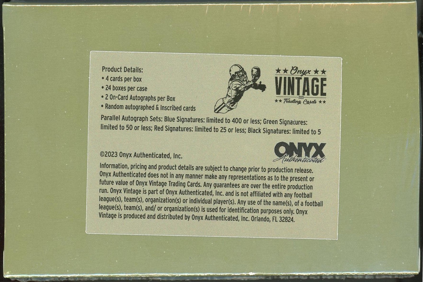 2023 Onyx Vintage College Football Hobby Box