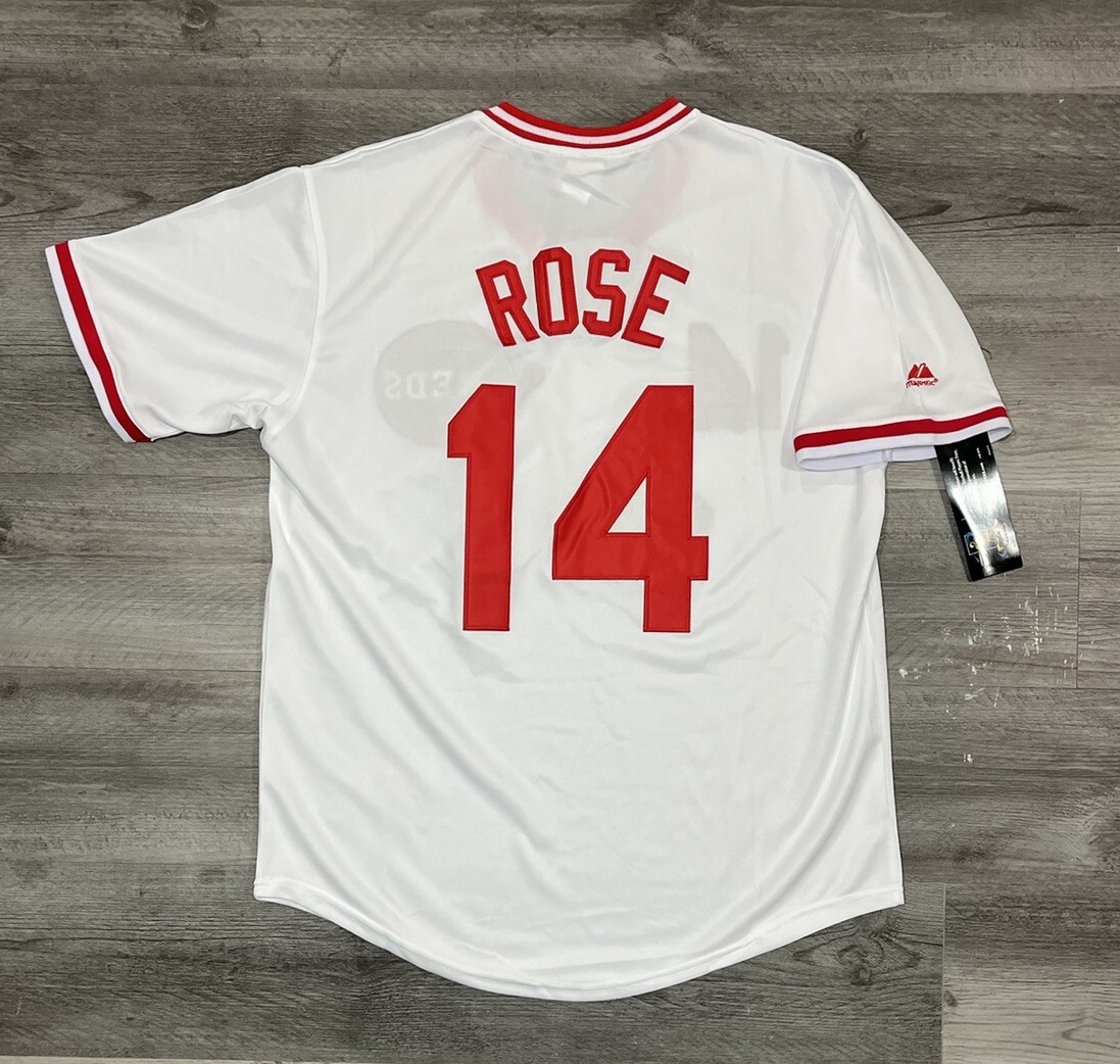 Pete Rose 1975 Cincinnati Reds Home White Cooperstown Jersey Mens Large