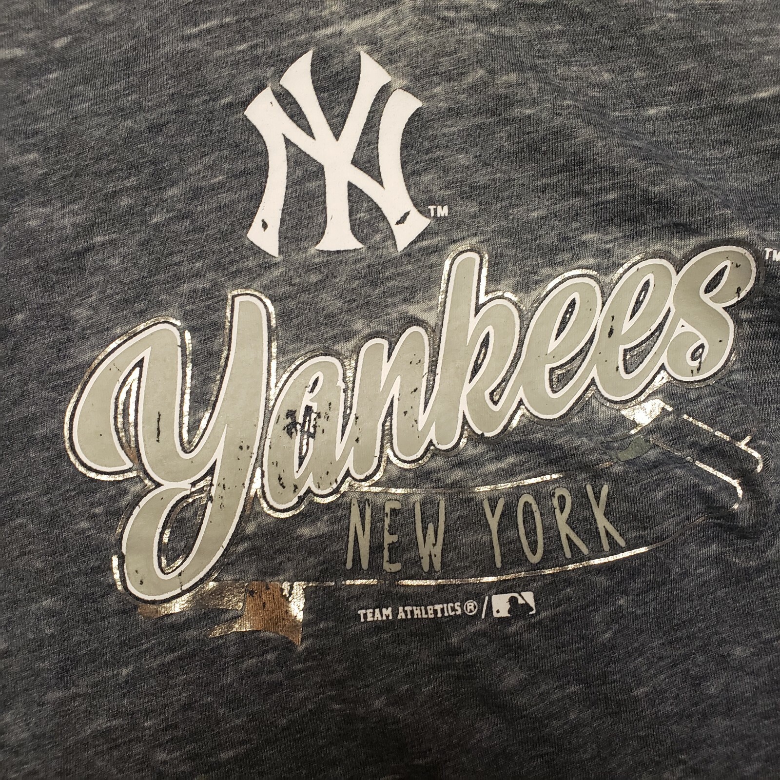MLB New York Yankees Shirt Girls Size S 6 6X Gray Distressed Retro Tank Top Tee