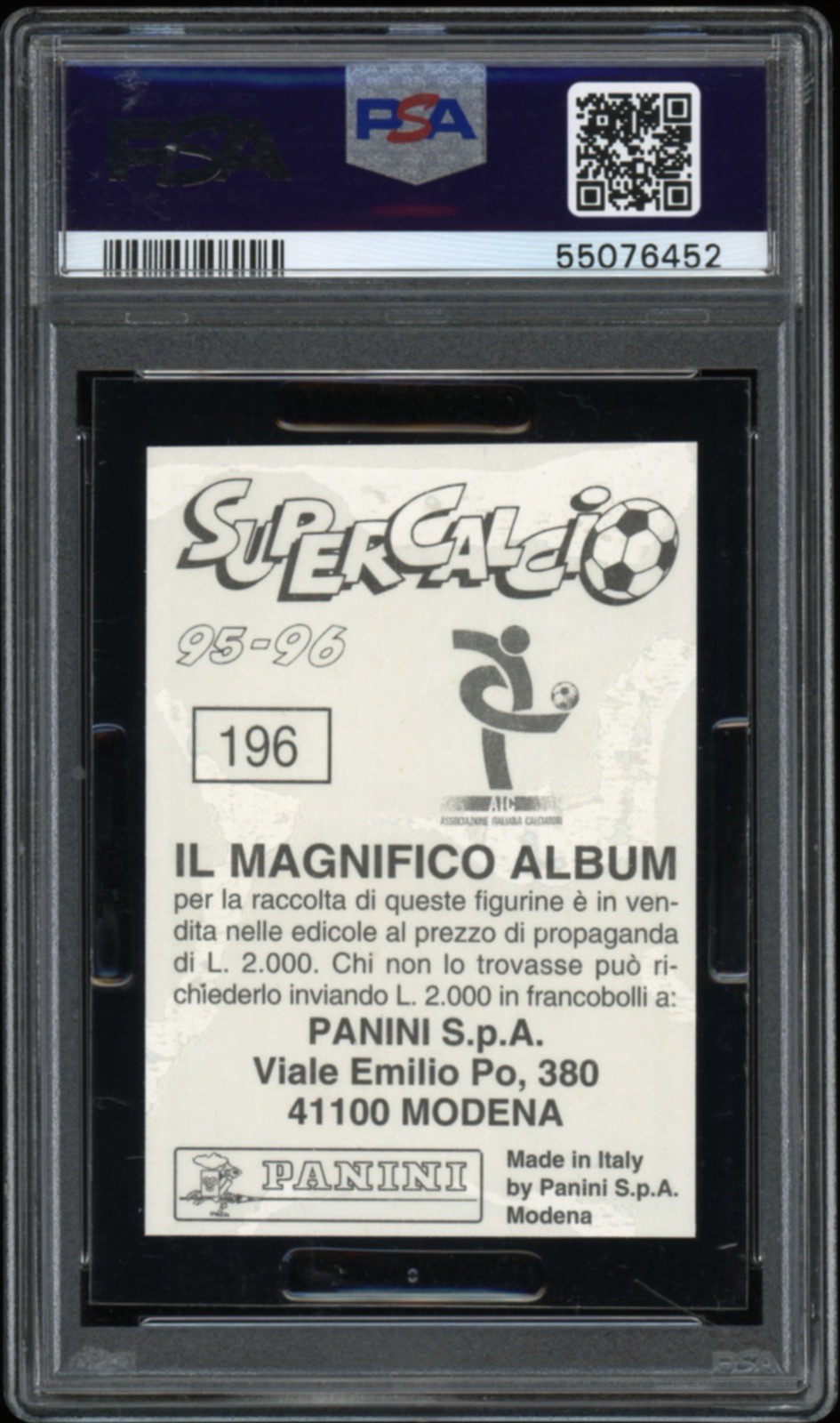 RONALDO 1995 PANINI SUPERCALCIO ROOKIE #196 RC PSA 8 BRAZIL LOW POP