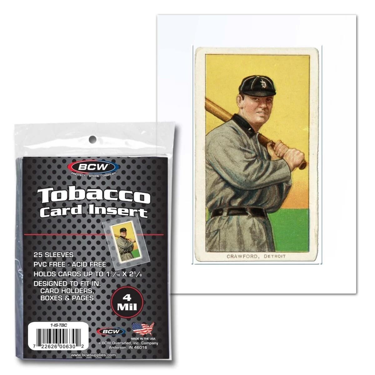 25 BCW Tobacco Card Insert Sleeves Soft Bags Acid Free Holders 4 Mil New