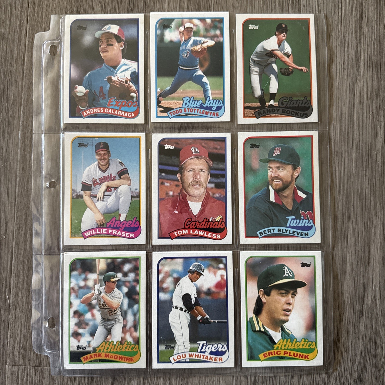 9 Baseball Trading Cards In Sleeve Featuring Mark McGwire And Lou Whitaker
