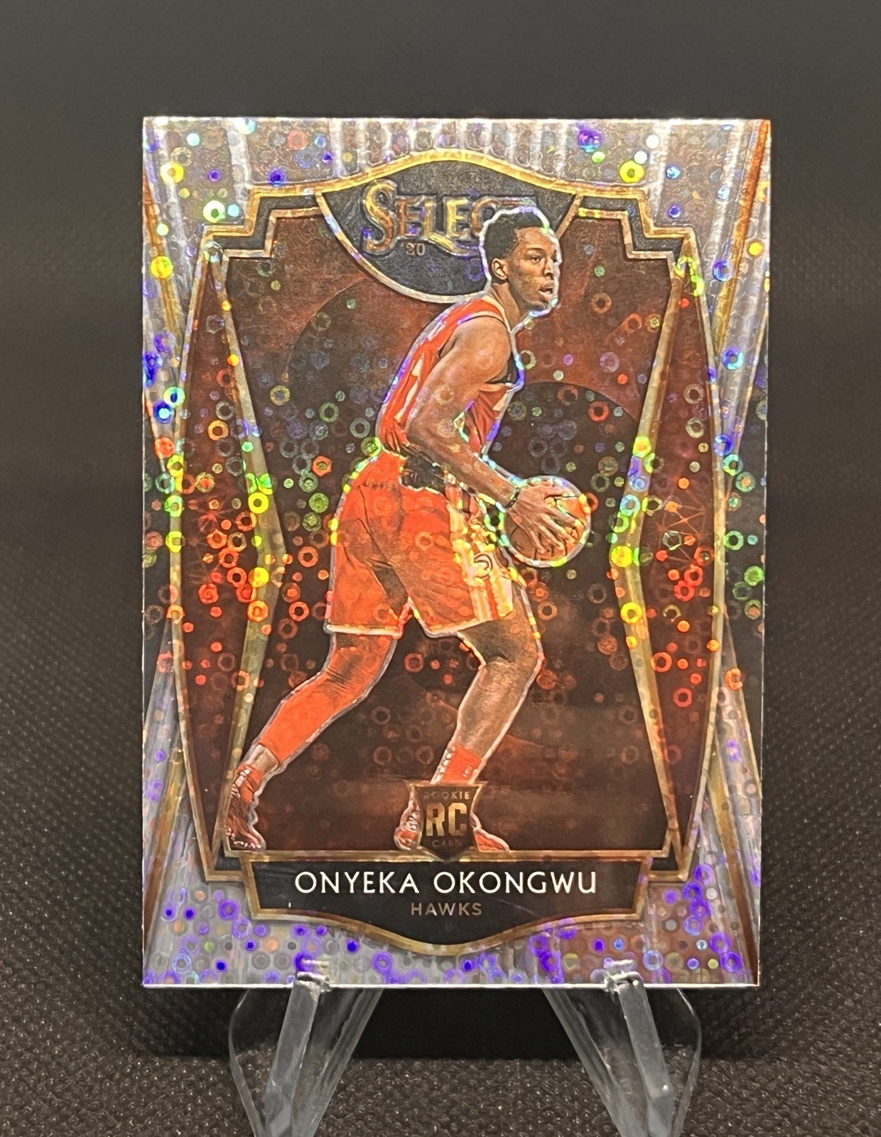2020-21 Select Onyeka Okongwu Silver Disco Prizm RC Premier Level #186 Hawks