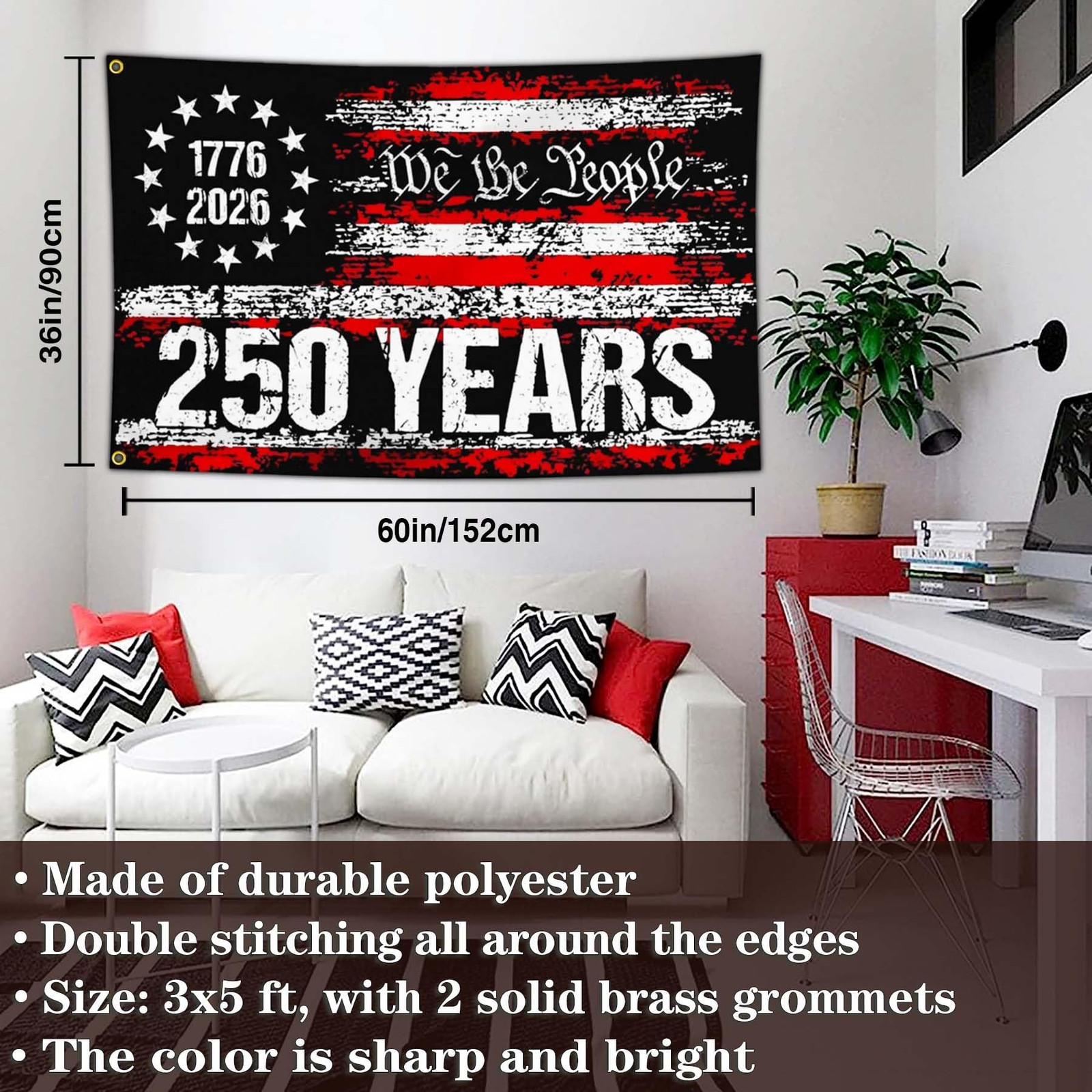 Yesuavt 250 Anniversary USA Flag 250th Years American Black