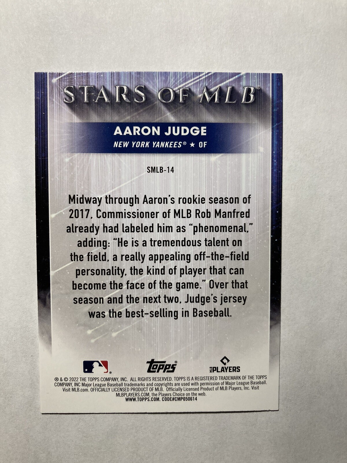 2022 TOPPS #SMLB -14 AARON JUDGE,CHROME HOLO,(NY YANKEES) NRmint.