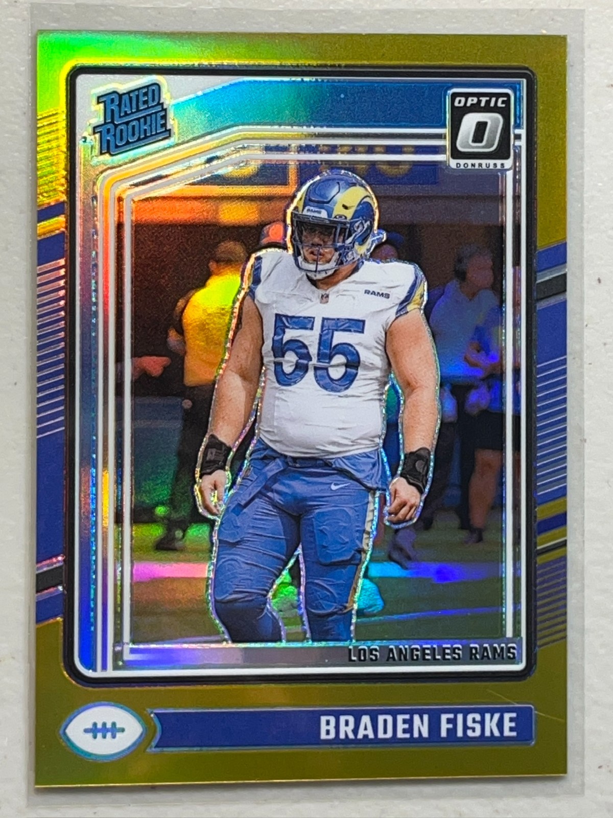 Braden Fiske 2024 Panini Donruss Optic /10 Gold Prizm Rated Rookie RC #210 Rams