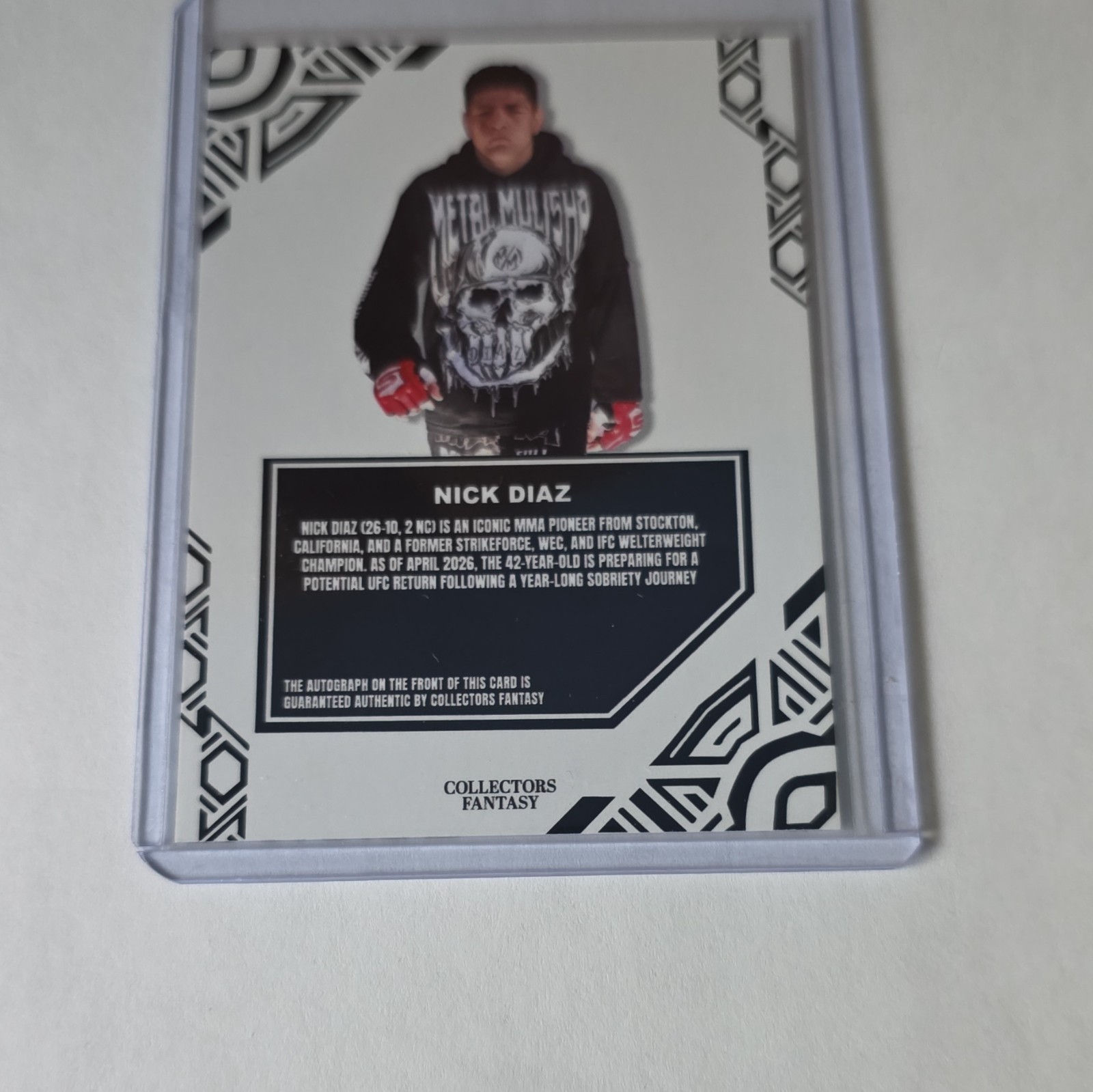 UFC Nick Diaz Hard Signed Autograph MMA Trading Card Collectors Fantasy
