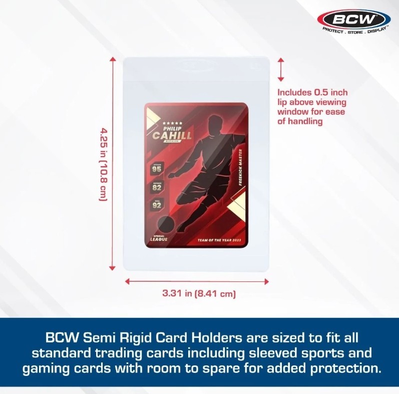 (200) Semi-Rigid #1 Card Holders BCW Grading Submissions Size (4×50 ct.)