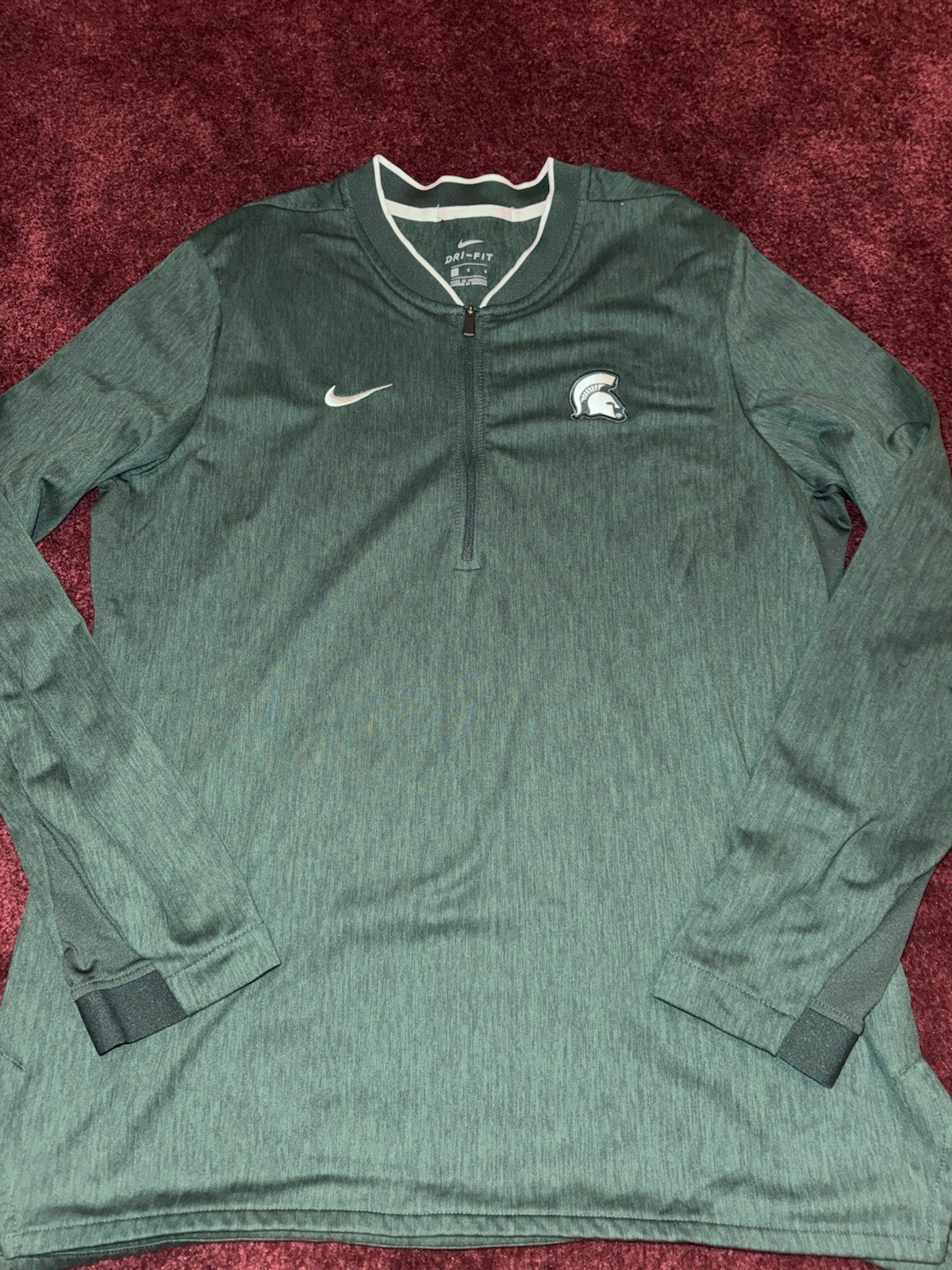 Green Nike Dri-Fit MSU Michigan State Spartans Pullover Jacket Men’s L Large