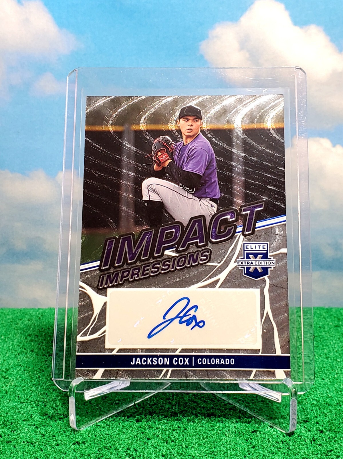 Jackson Cox 2023 Panini Elite Extra Edition Impact Impressions Auto Rockies