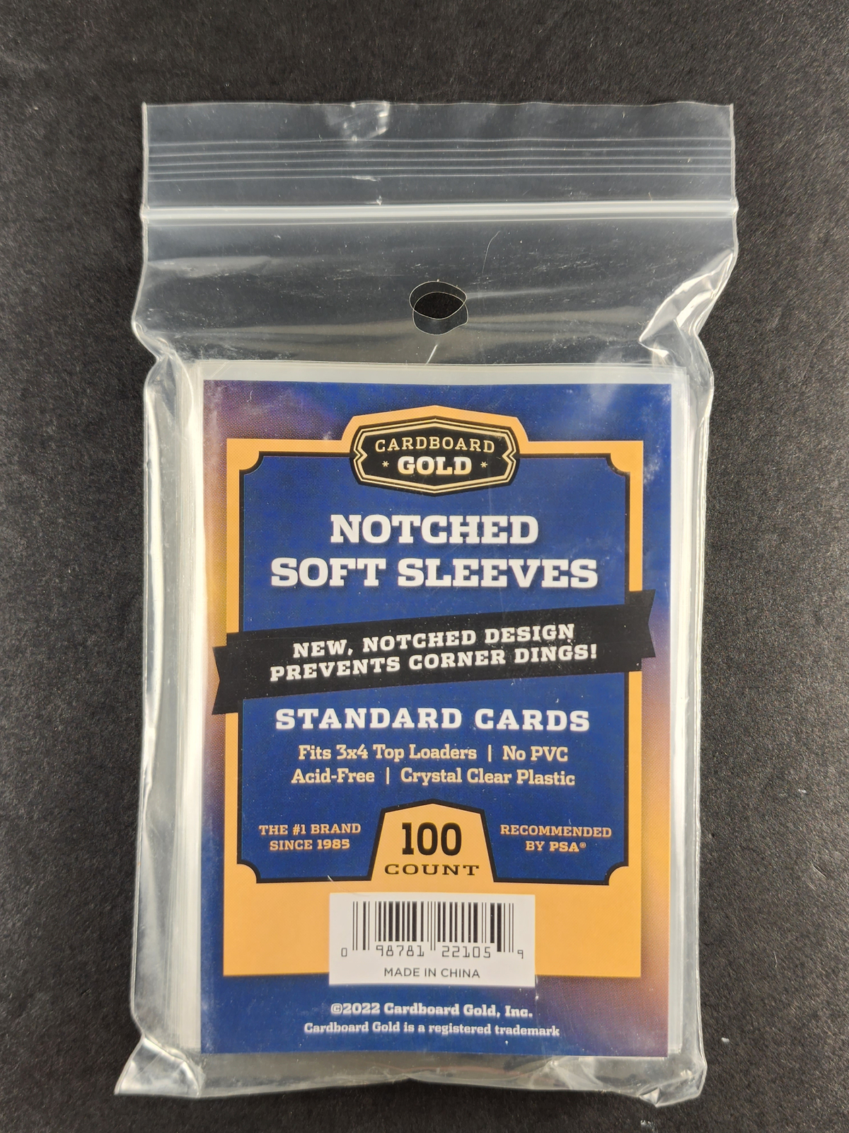 5 Packs (500) Cardboard Gold Notched Soft Penny Sleeves Regular Card Easy Glide