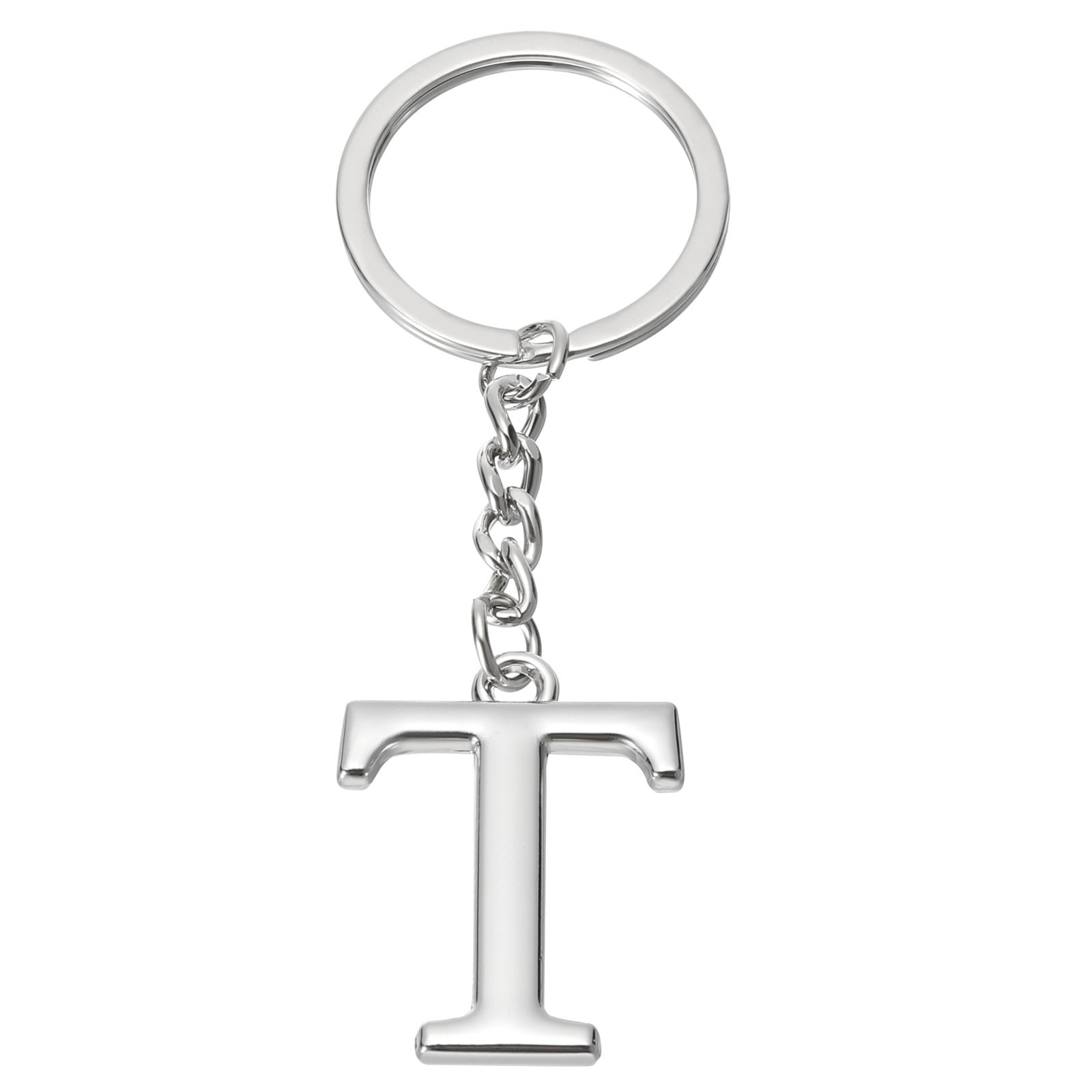 Silver Tone Letter T Key Chain Pendant Key Ring Initial Letter Key Chain