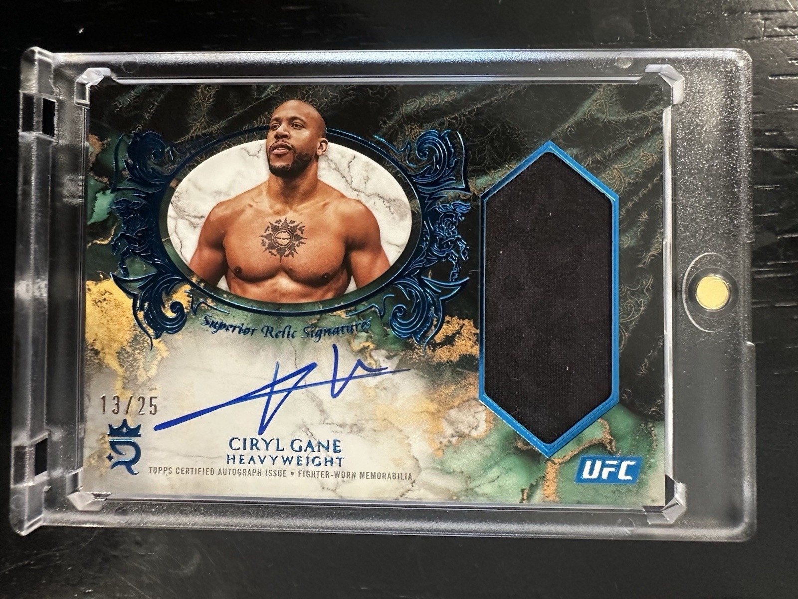 Topps 2025 UFC Royalty Ciryl Gane Superior Relic Signatures Blue Autograph /25