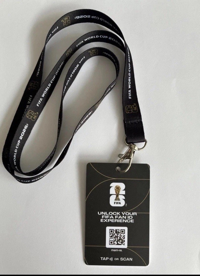 FIFA Official World Cup 2026 Fan ID Pass Card Lanyard Necklace Black Gold