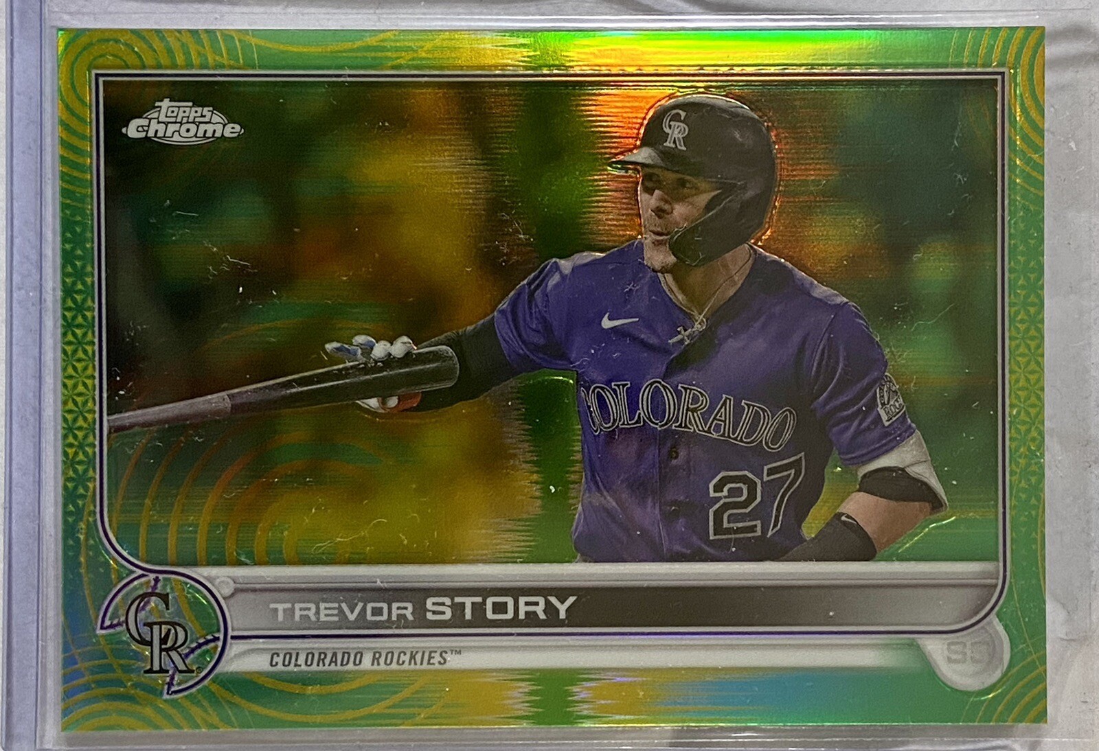 2022 Topps Chrome Sonic MLB Trevor Story #27 Green Yellow Pulse Refractor /99
