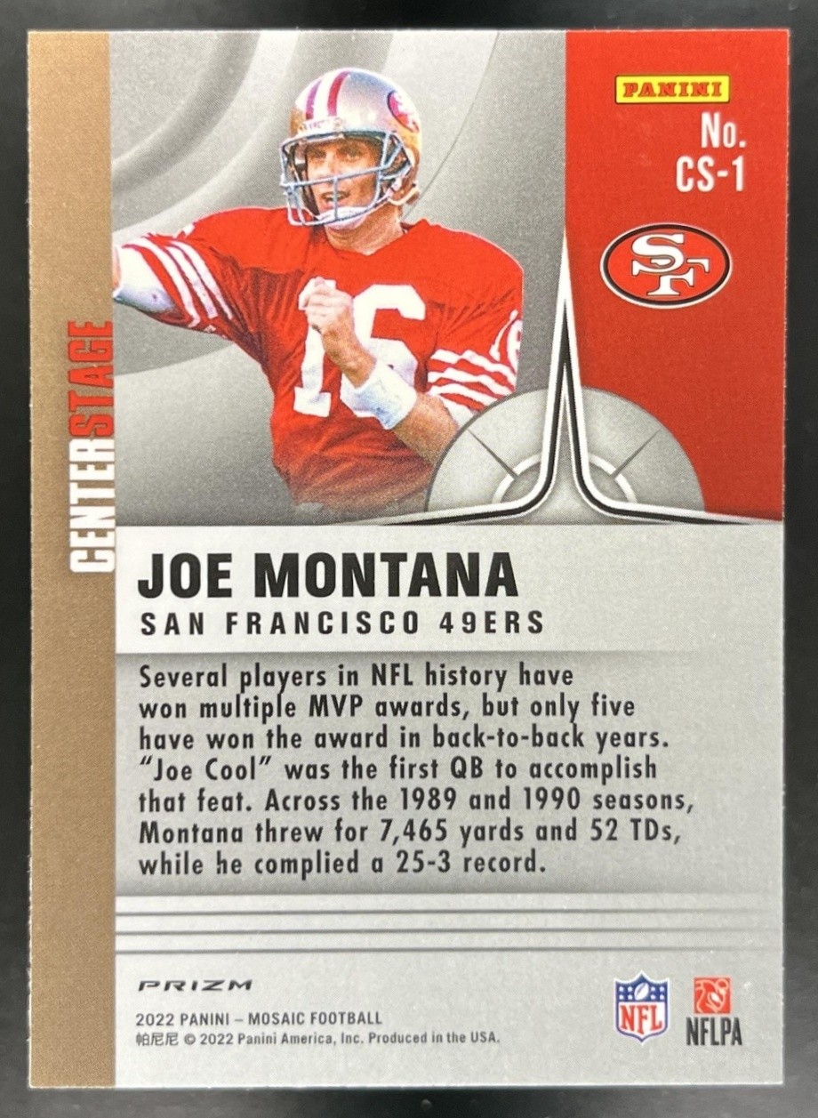 Joe Montana Mosaic 2022 Panini Mosaic Centerstage #CS-1