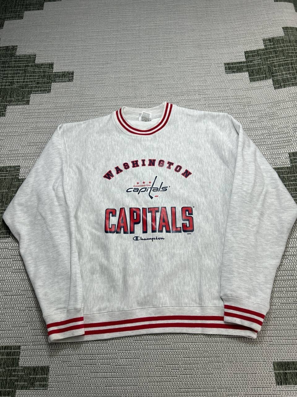 Champion Sweatshirt Mens Large Gray Cotton Fleece Washington Capitals Hockey