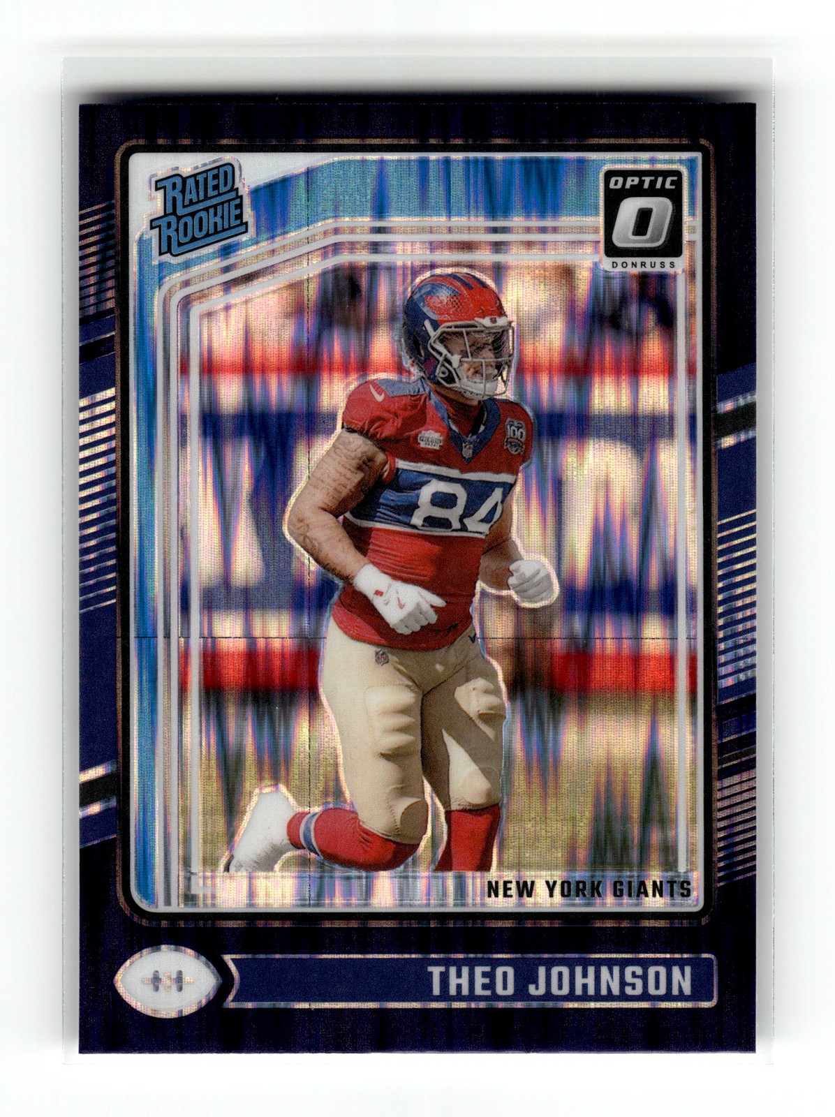 Theo Johnson 2024 Donruss Optic #291 New York Giants Purple Shock RC
