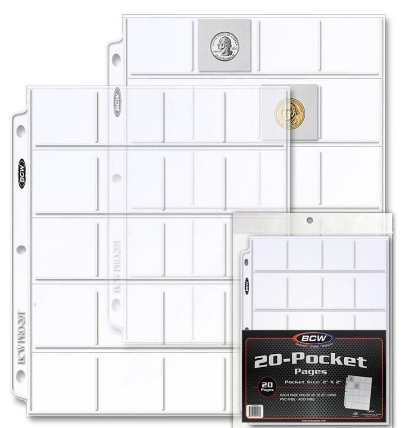 BCW Pro 20-Pocket Protective Page (20Ct Pack) Fits most 3 ring binders