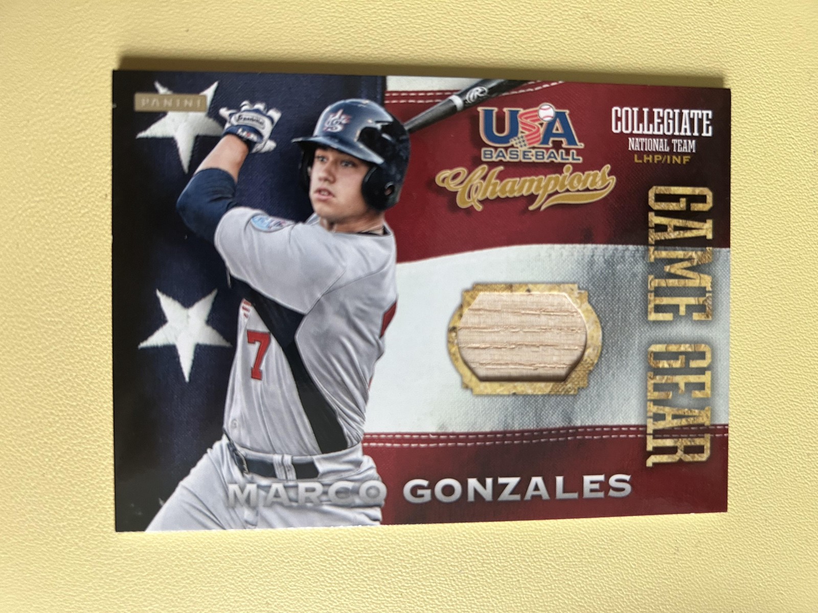 2013 Panini USA Baseball Champions #6 Marco Gonzales Game Gear Bats