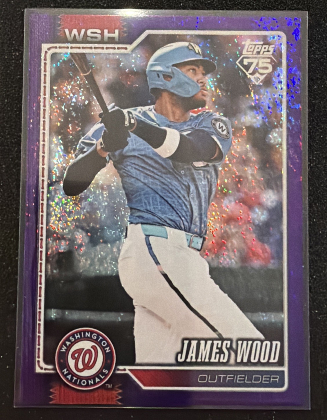 2026 Topps Series 1 James Wood WashingtonNationals #349 PURPLE FOIL /250 Bookend