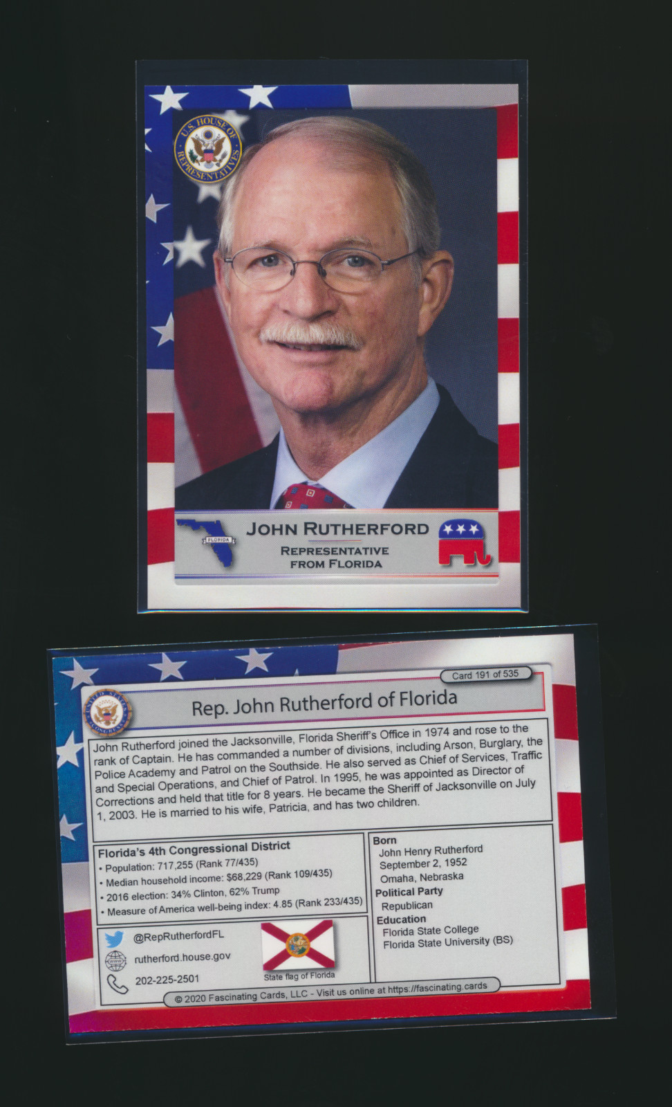 2020 United States Congress Fascinating Cards Florida John Rutherford #191